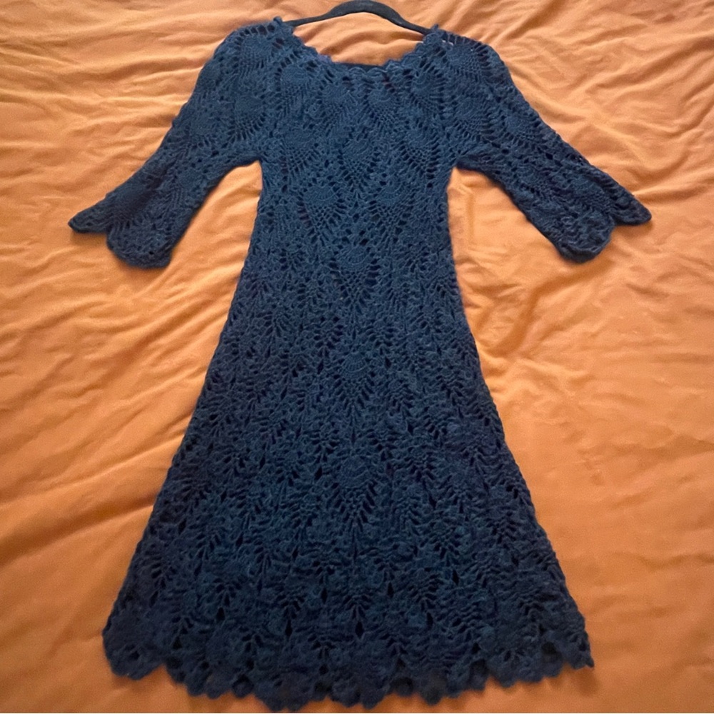 Black Crochet Knit Dress